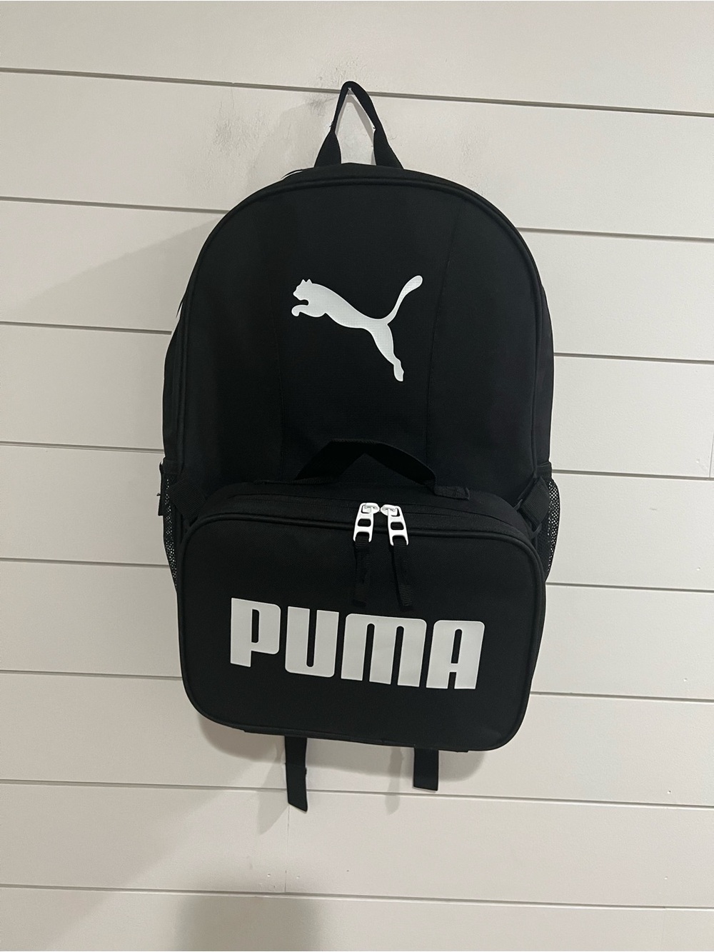 Puma Black Logo Backpack with lunch bag